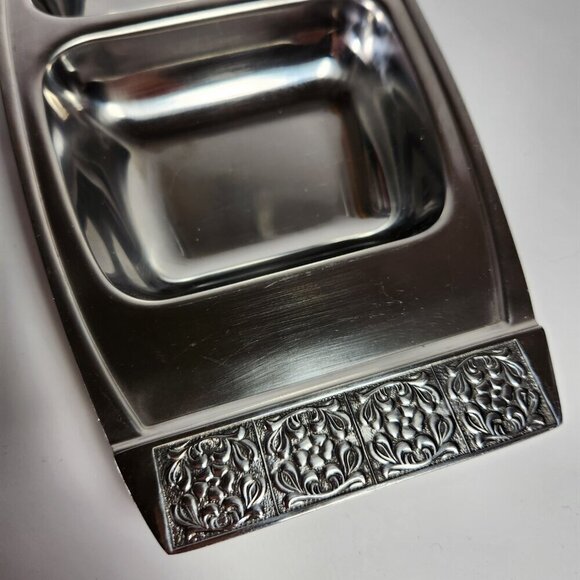 International Velvet Stainless Steel Tray Lot of 2 Snack Trays Made in Japan MCM - Picture 4 of 8